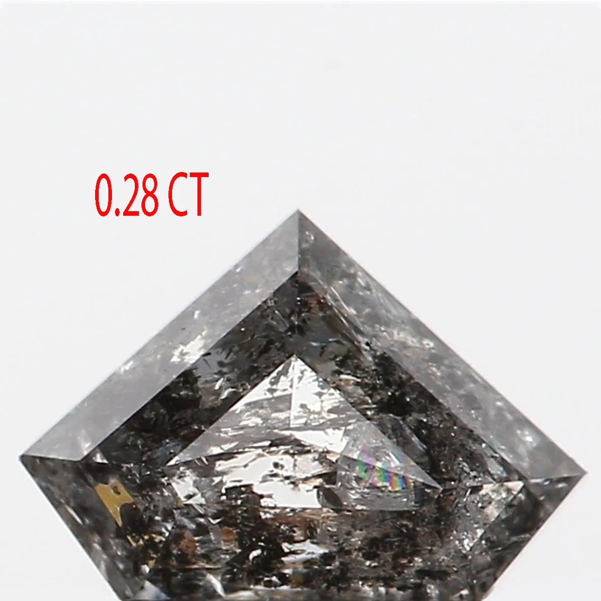 0.28 Ct Natural Loose Shield Shape Diamond Salt And Pepper Shield Cut Diamond 3.90 MM Natural Black Gray Color Shield Rose Cut D