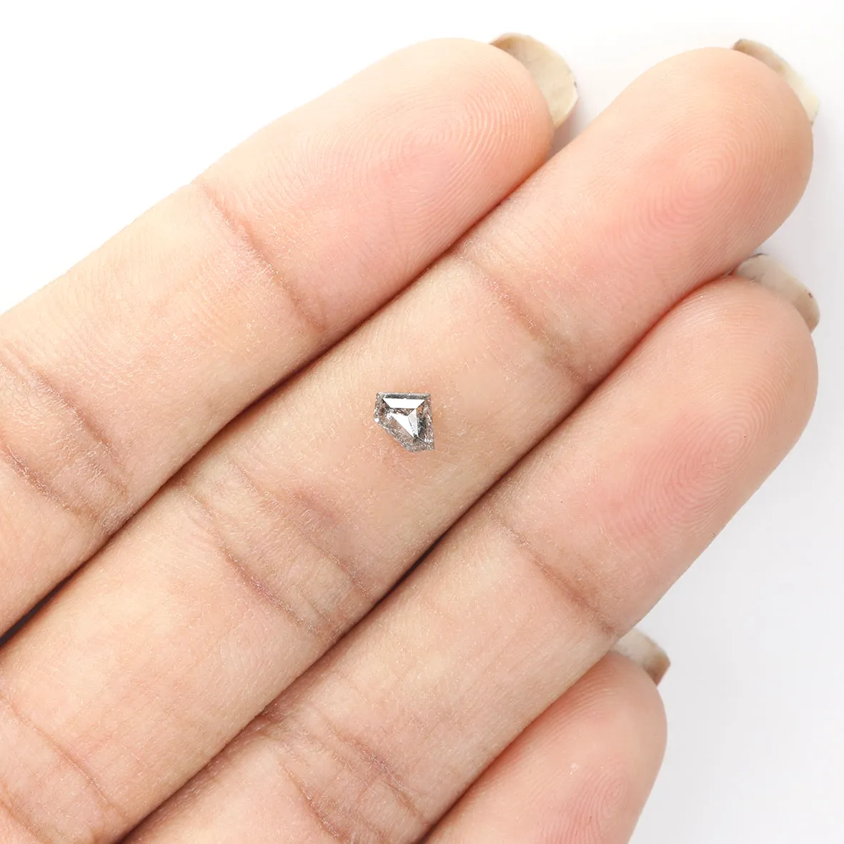 0.28 Ct Natural Loose Shield Shape Diamond Salt And Pepper Shield Cut Diamond 3.90 MM Natural Black Gray Color Shield Rose Cut D