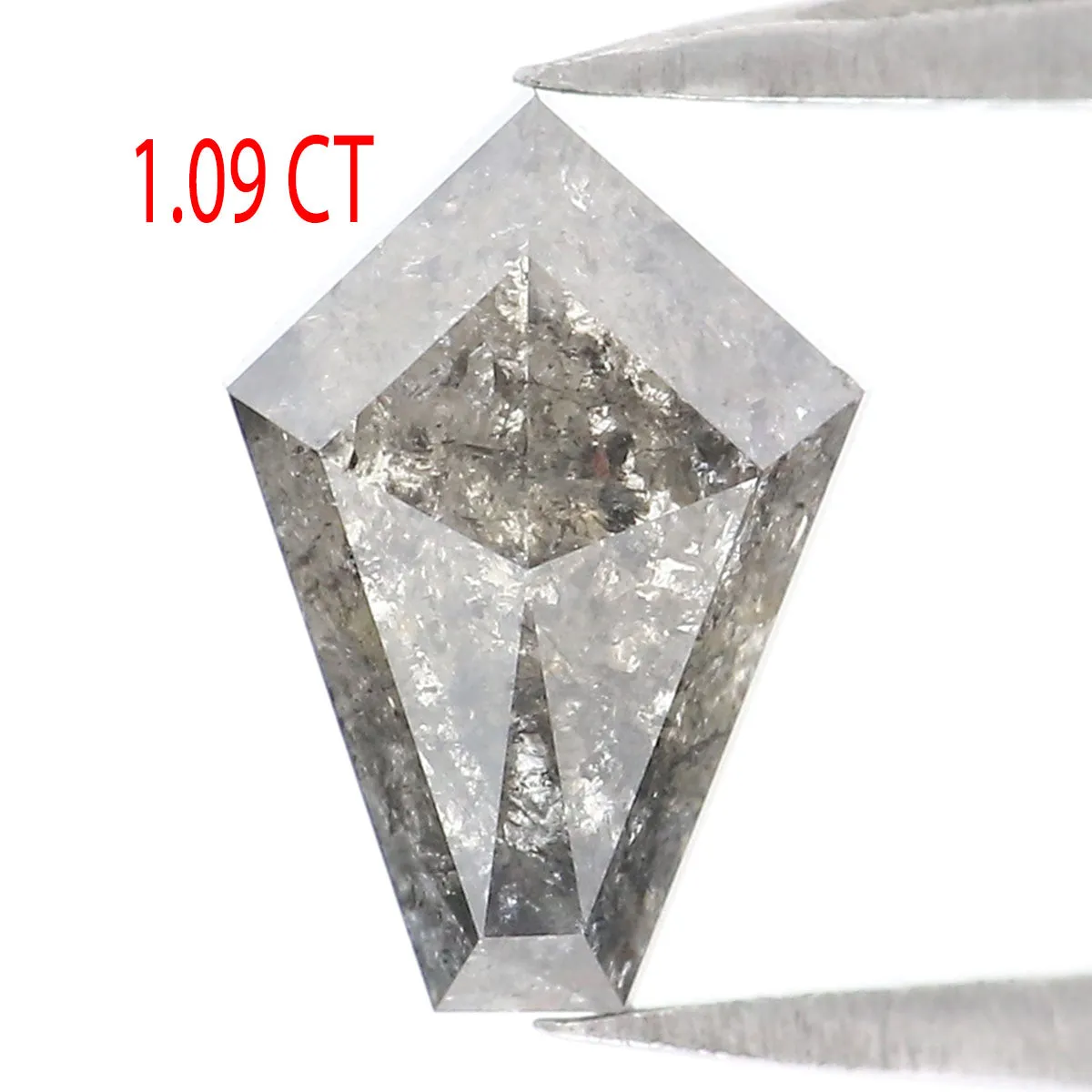 1.09 Ct Natural Loose Shield Shape Diamond Salt And Pepper Shield Cut Diamond 8.50 MM Black Gray Color Shield Shape Rose Cut Dia