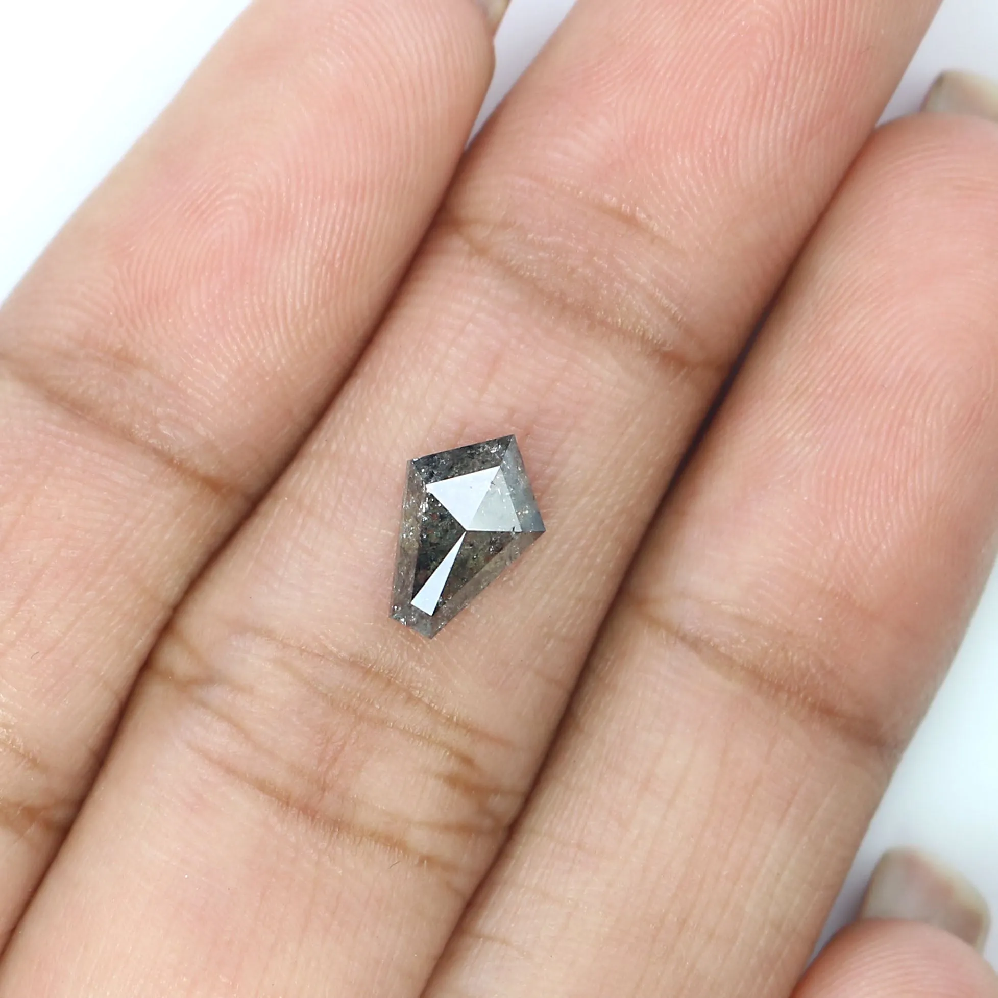 1.09 Ct Natural Loose Shield Shape Diamond Salt And Pepper Shield Cut Diamond 8.50 MM Black Gray Color Shield Shape Rose Cut Dia