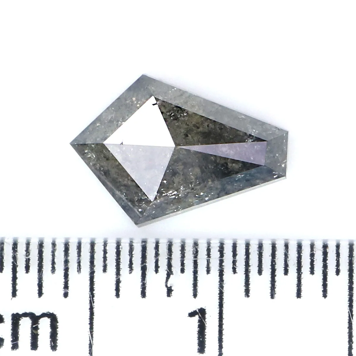 1.09 Ct Natural Loose Shield Shape Diamond Salt And Pepper Shield Cut Diamond 8.50 MM Black Gray Color Shield Shape Rose Cut Dia