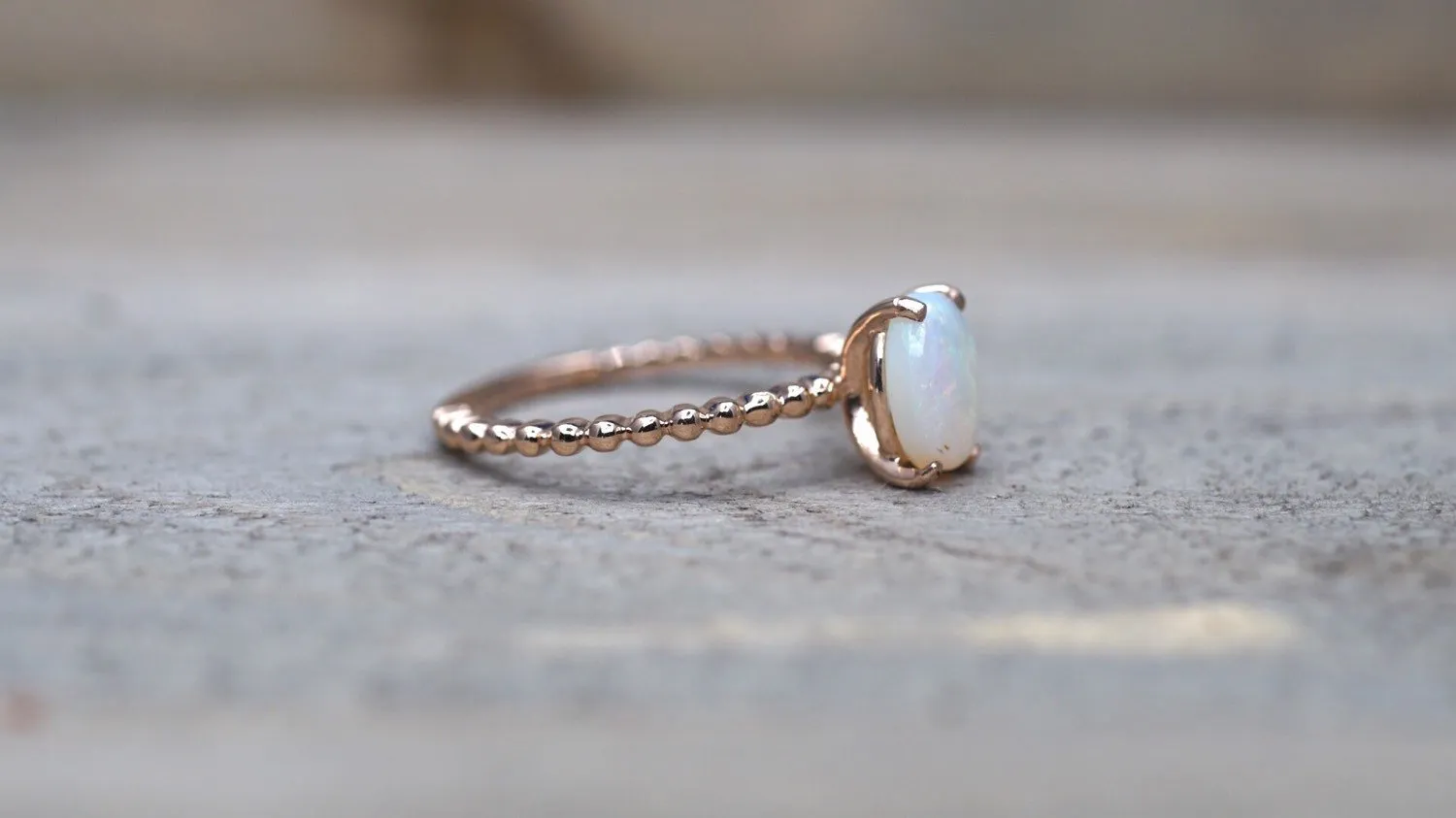 14k Rose Gold Fire Opal Oval Ring Bead