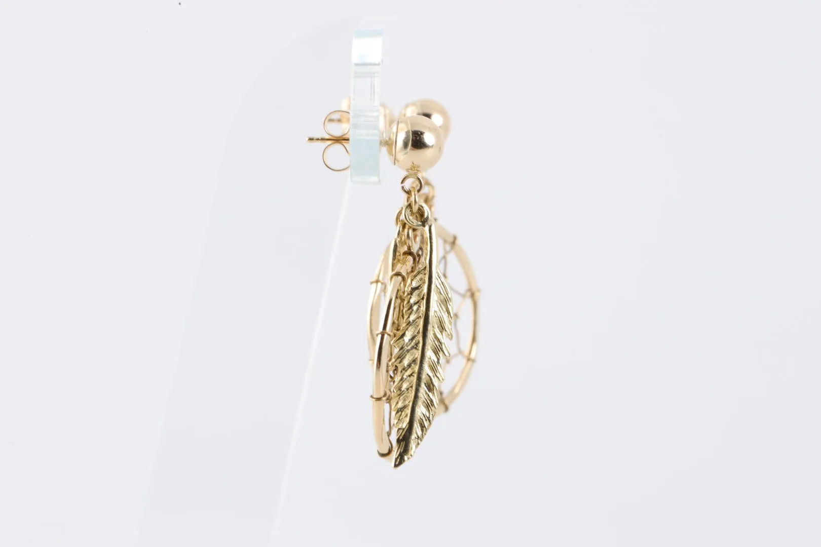 14k Yellow Gold Dream Catcher Dangle Earrings (5.03g.)