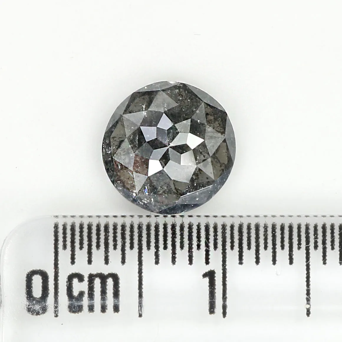 1.60 Ct Natural Loose  Round Rose Cut Diamond Black Gray Color Diamond 8.05 MM Natural Loose Salt and Pepper Diamond Rose Cut Di