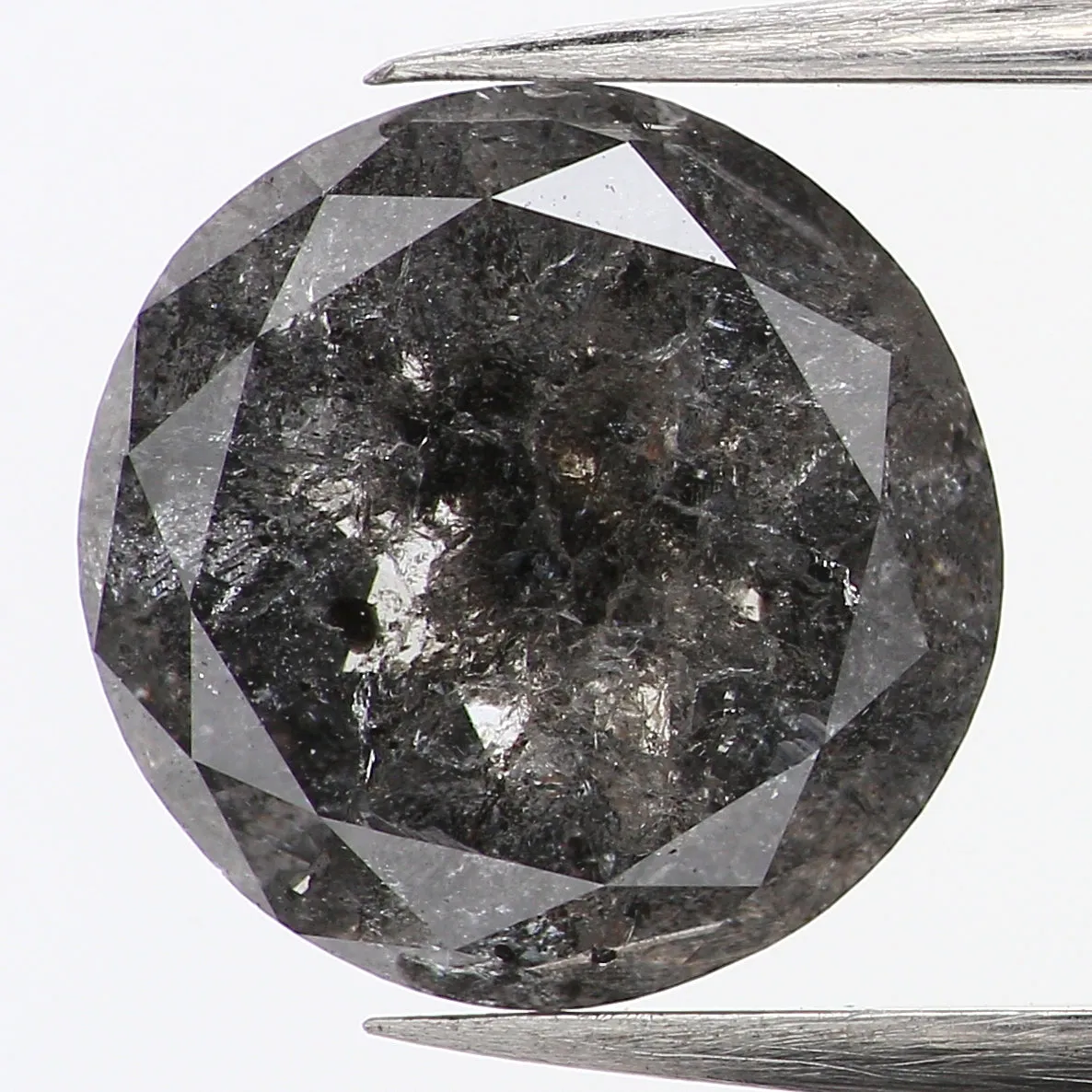 1.60 Ct Natural Loose  Round Rose Cut Diamond Black Gray Color Diamond 8.05 MM Natural Loose Salt and Pepper Diamond Rose Cut Di