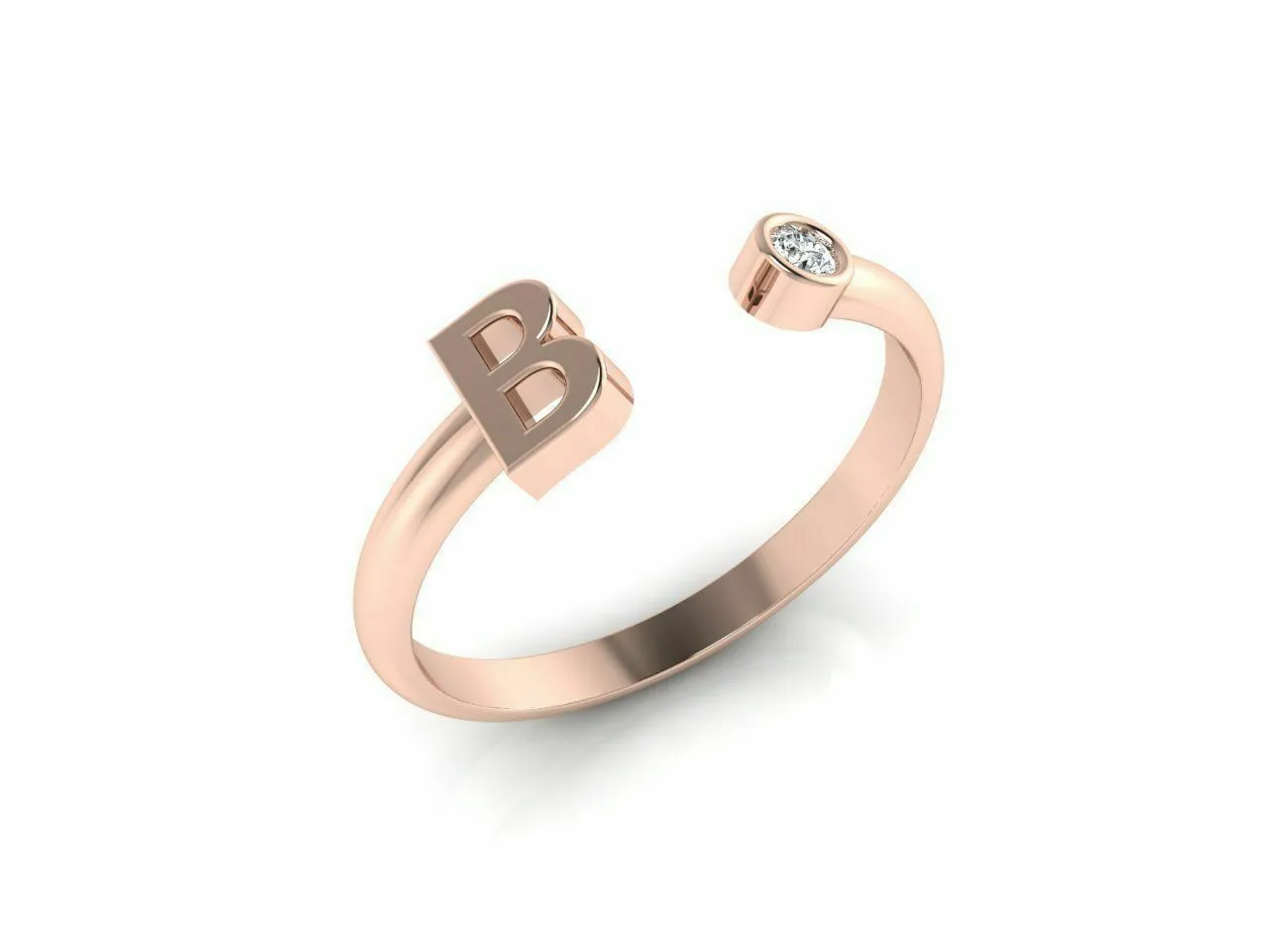 18k Ring Sold Rose Gold Ladies Jewelry Modern B Letter Design CGR54R