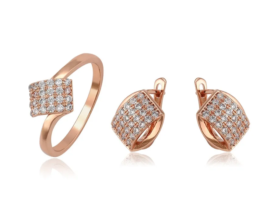 18k Rose Gold Earrings and Ring Size 7 Jewelry Set * Clearance *