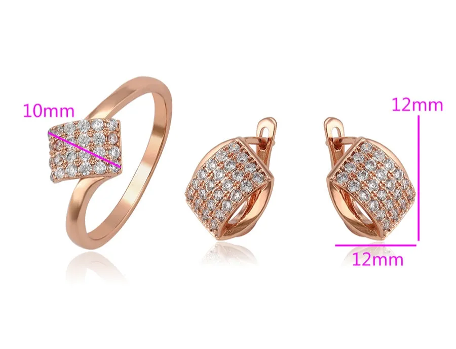 18k Rose Gold Earrings and Ring Size 7 Jewelry Set * Clearance *