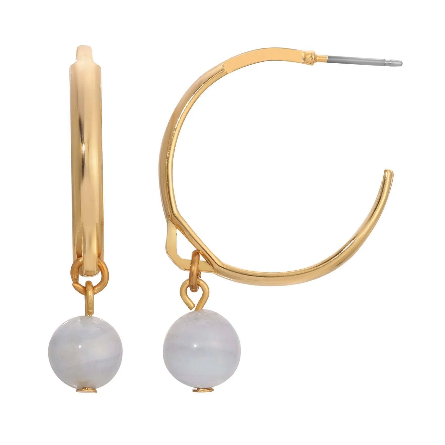 1928 Jewelry Round Gemstone Gold Hoop Earrings