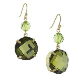 1928 Jewelry Round Green Stone Dangle Earrings