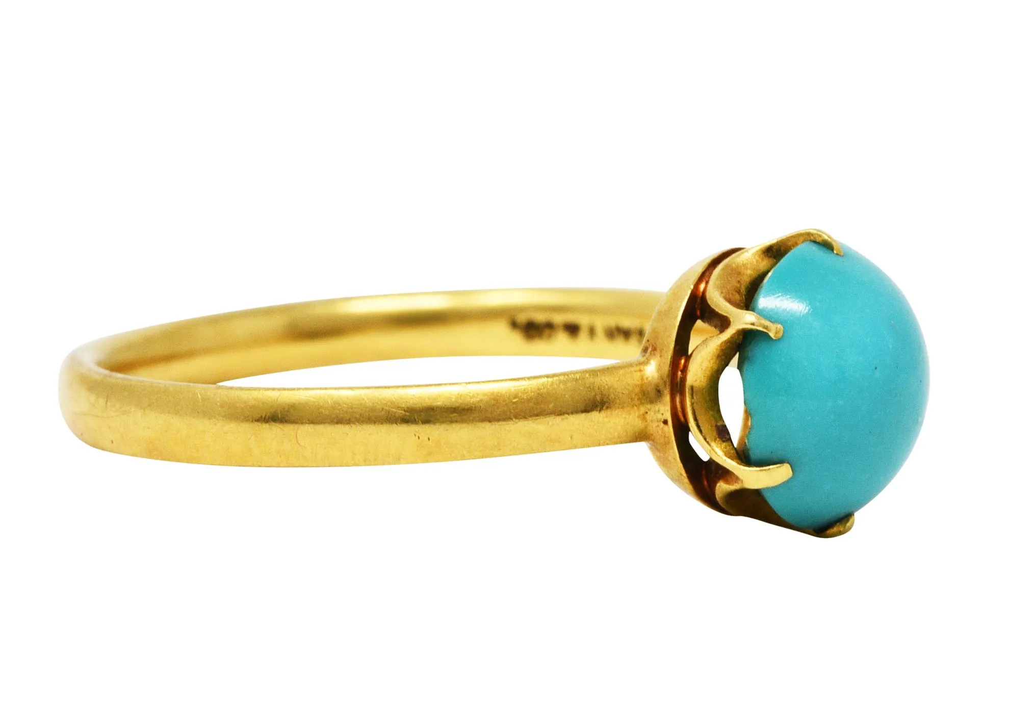 1960's Tiffany & Co. Turquoise 18 Karat Gold Solitaire Ring