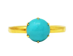 1960's Tiffany & Co. Turquoise 18 Karat Gold Solitaire Ring