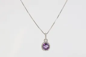 20'' 10k White Gold 3.79ctw Amethyst & 0.42ctw Diamond Necklace (6.26g.)