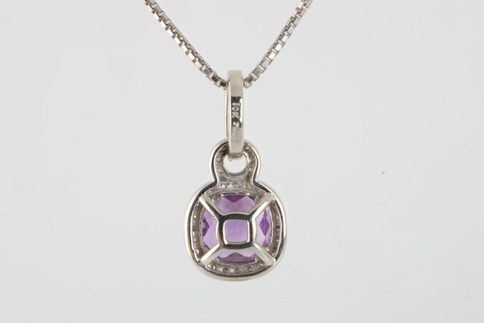 20'' 10k White Gold 3.79ctw Amethyst & 0.42ctw Diamond Necklace (6.26g.)