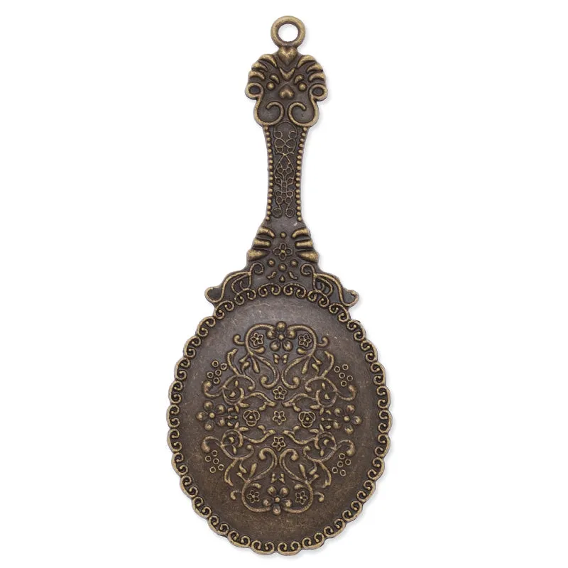 31.5x75mm pendant tray with oval mirror,Antique Bronze,10pcs/lot