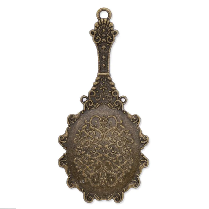 32x68mm pendant tray with oval mirror,Antique Bronze,10pcs/lot