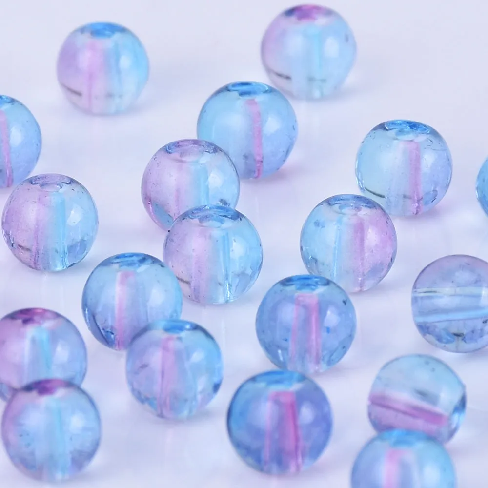 6mm Glass Round Beads Glass Ball Beads Czech Glass round Seed Beads Jewelry Making Beading Supplies Blue and red wine 50pcs