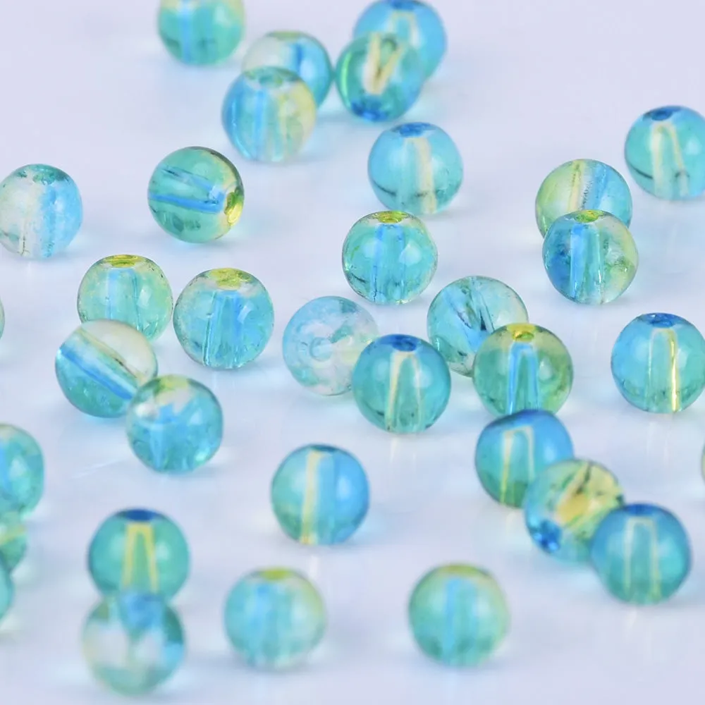 6mm Glass Round Beads Glass Ball Beads Czech Glass round Seed Beads Jewelry Making Beading Supplies light blue 50pcs