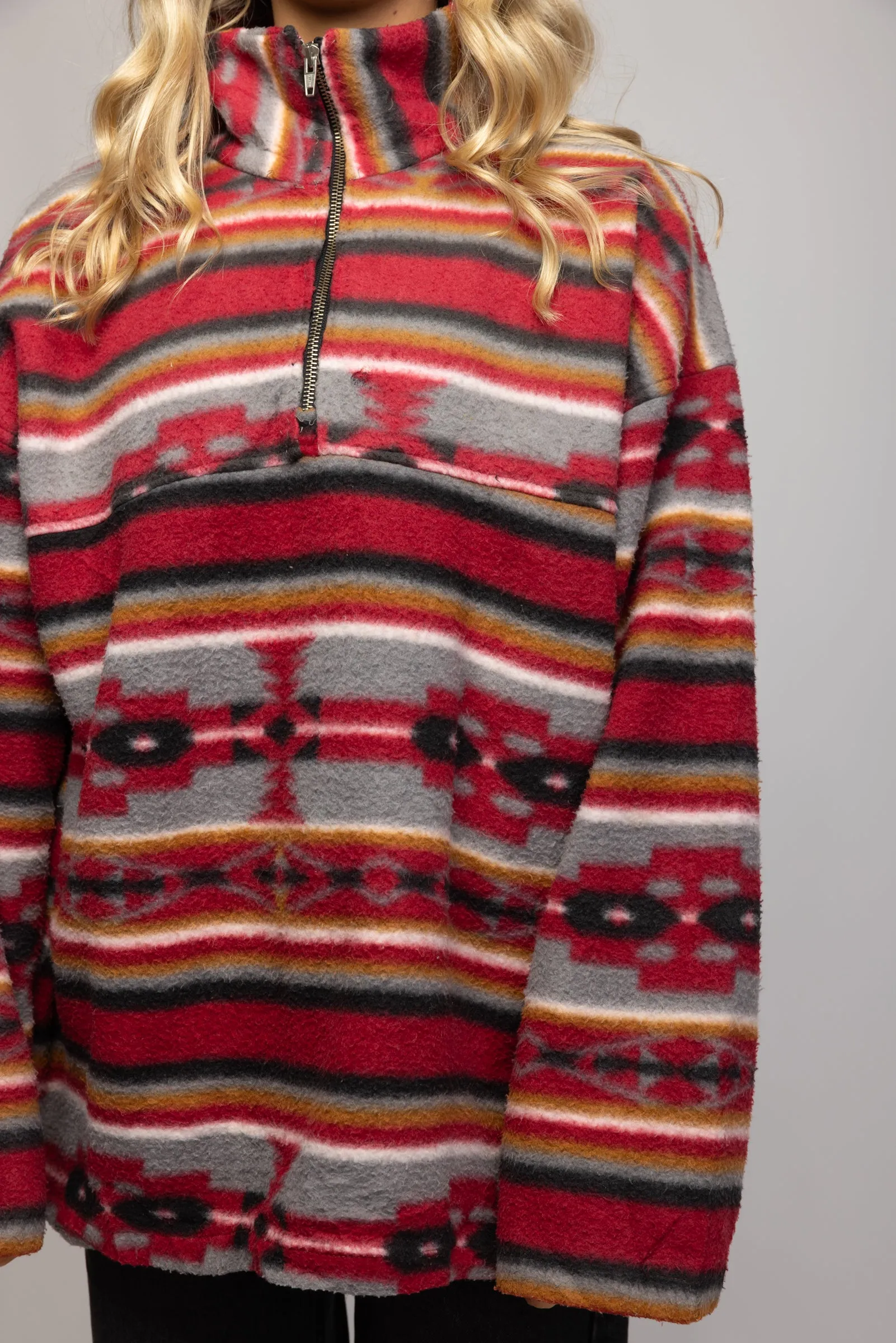 90's  Red Aztec Fleece XL