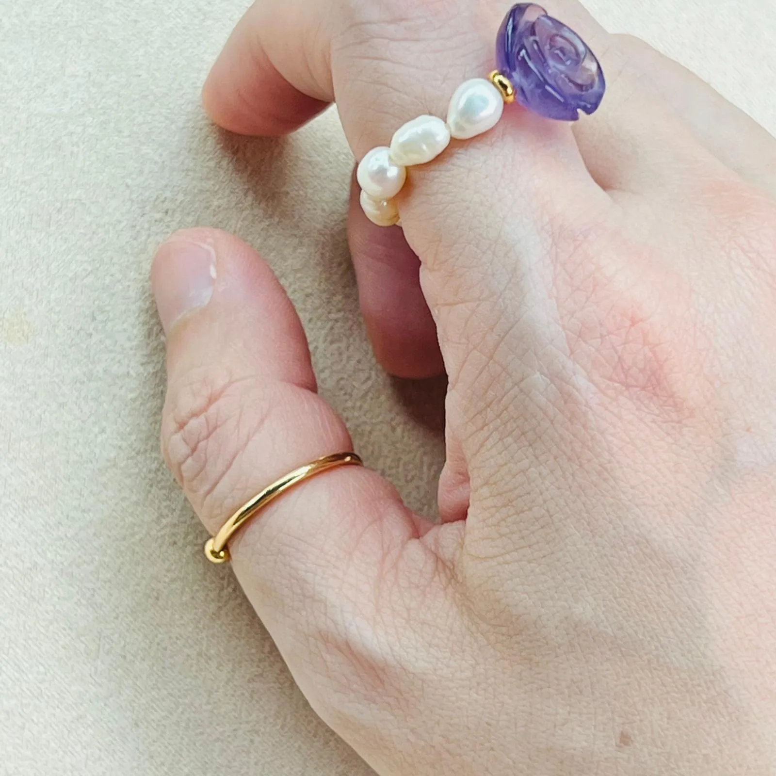 Amethyst Camellia Ring