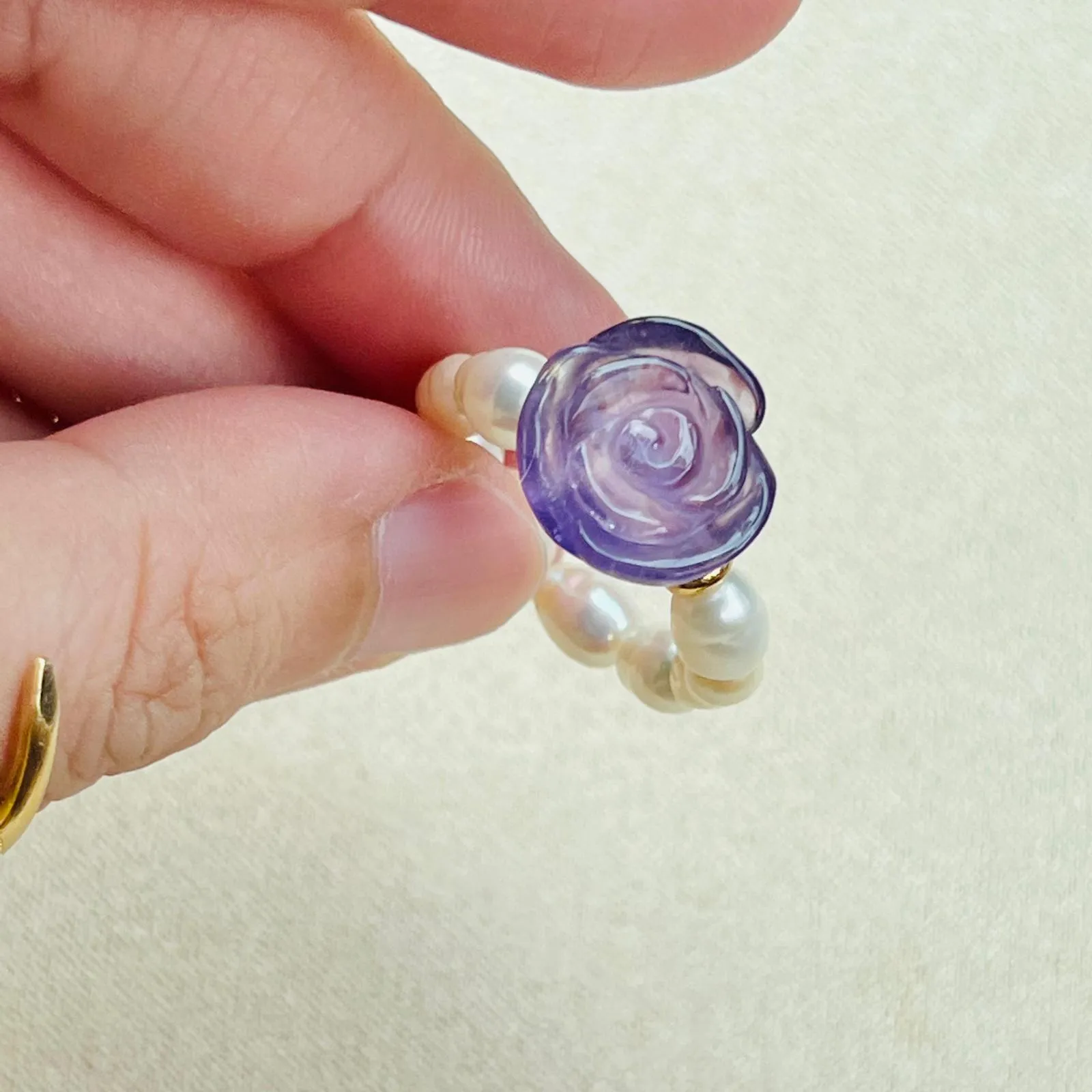 Amethyst Camellia Ring