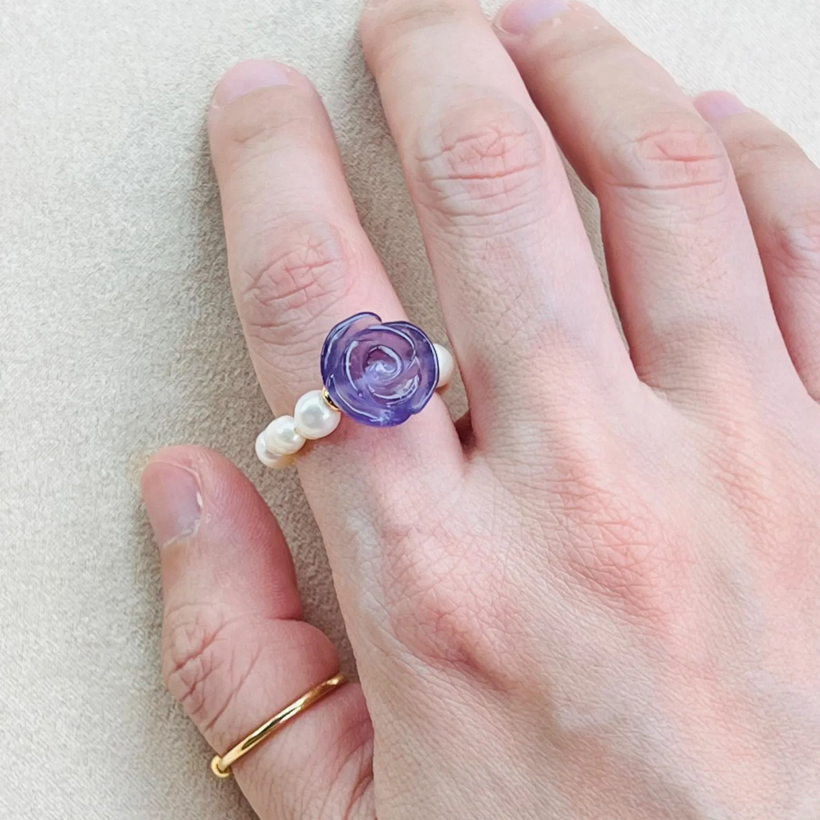 Amethyst Camellia Ring