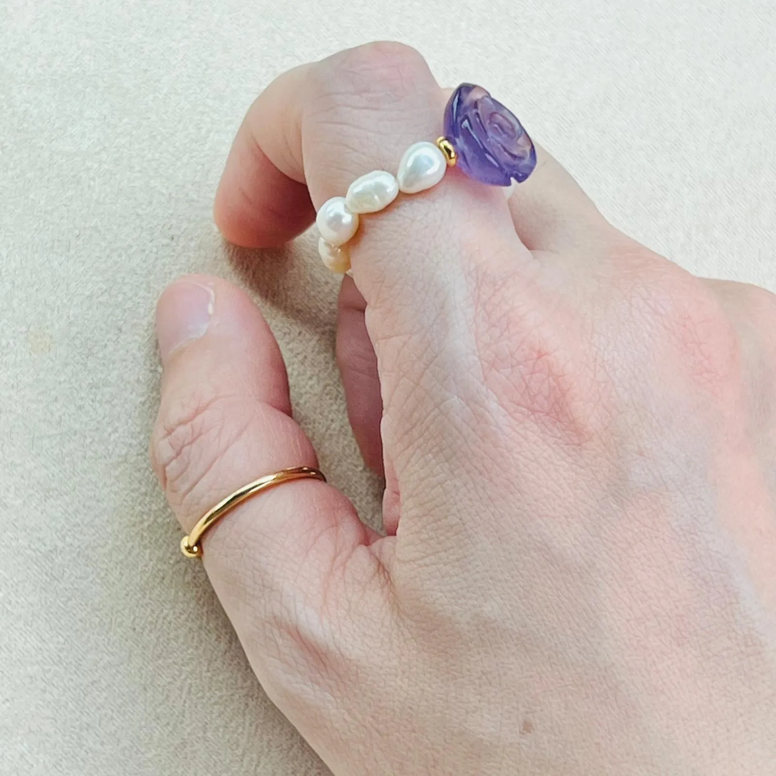 Amethyst Camellia Ring