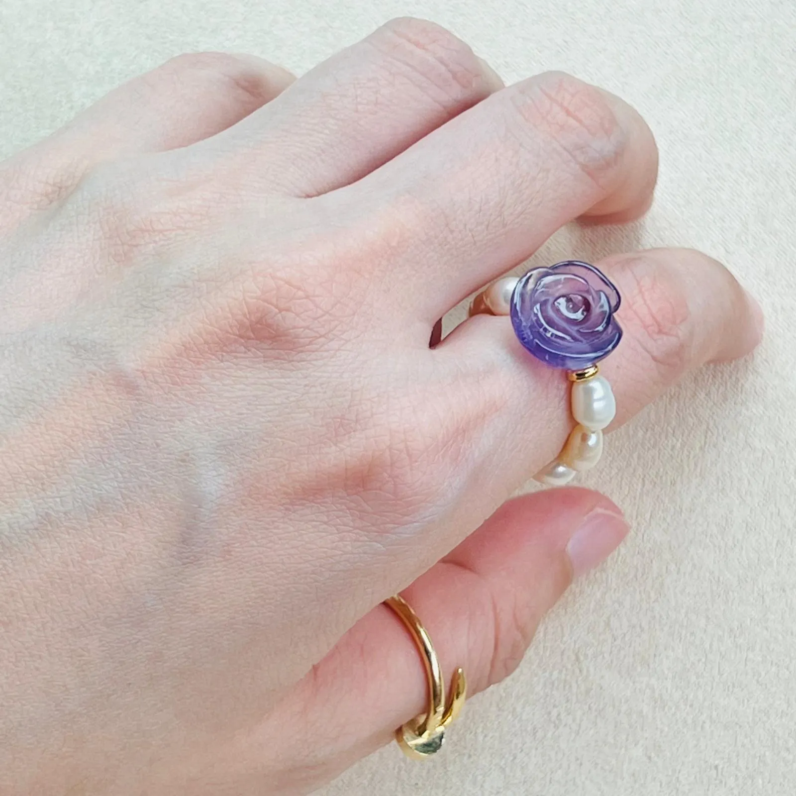 Amethyst Camellia Ring