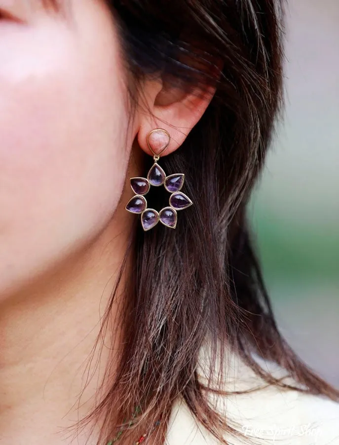 Amethyst Flower Earrings