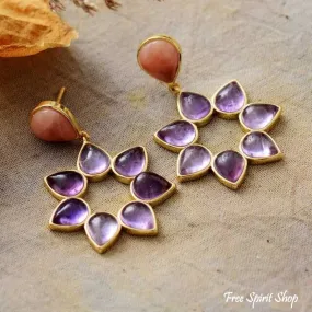 Amethyst Flower Earrings