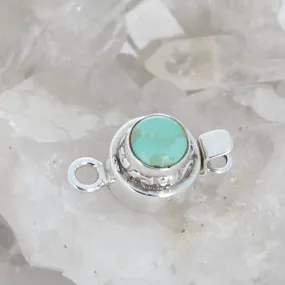 Aqua Green Carico Lake Turquoise Sterling Clasp 7mm Round Etched