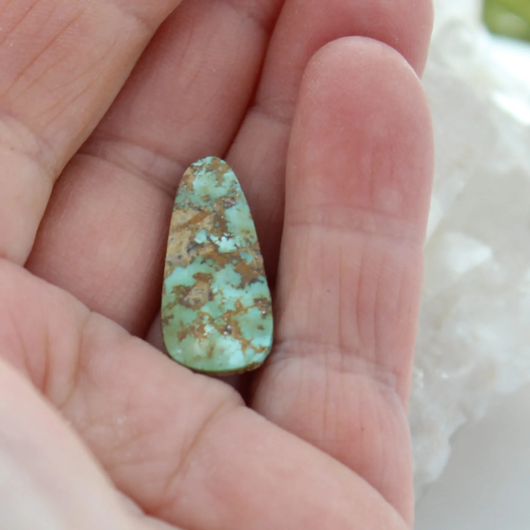 ARMENIAN TURQUOISE Teardrop Cabochon Gorgeous Greens and Golds