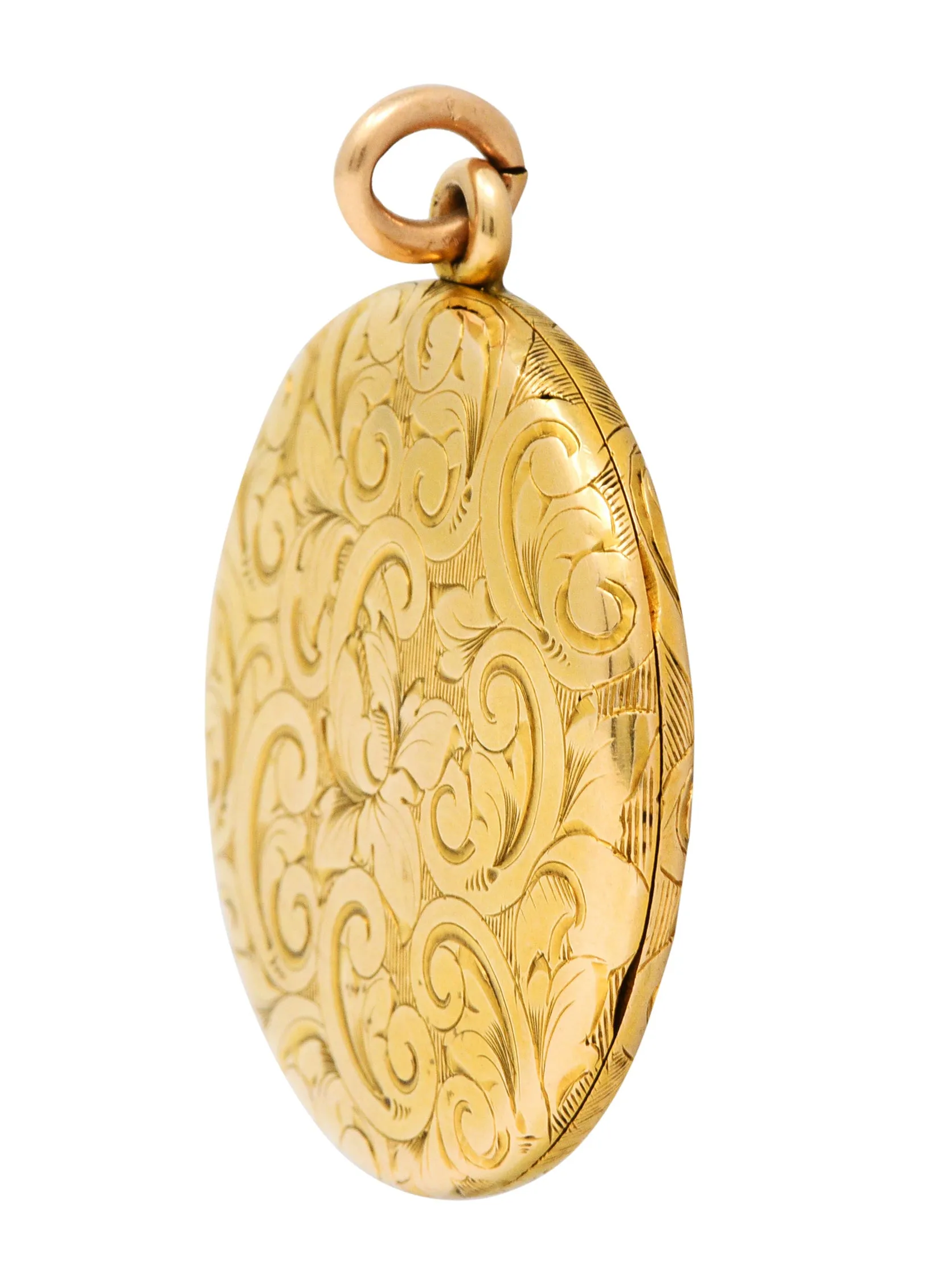 Art Nouveau Ruby Diamond 14 Karat Yellow Gold Floral Locket Pendant