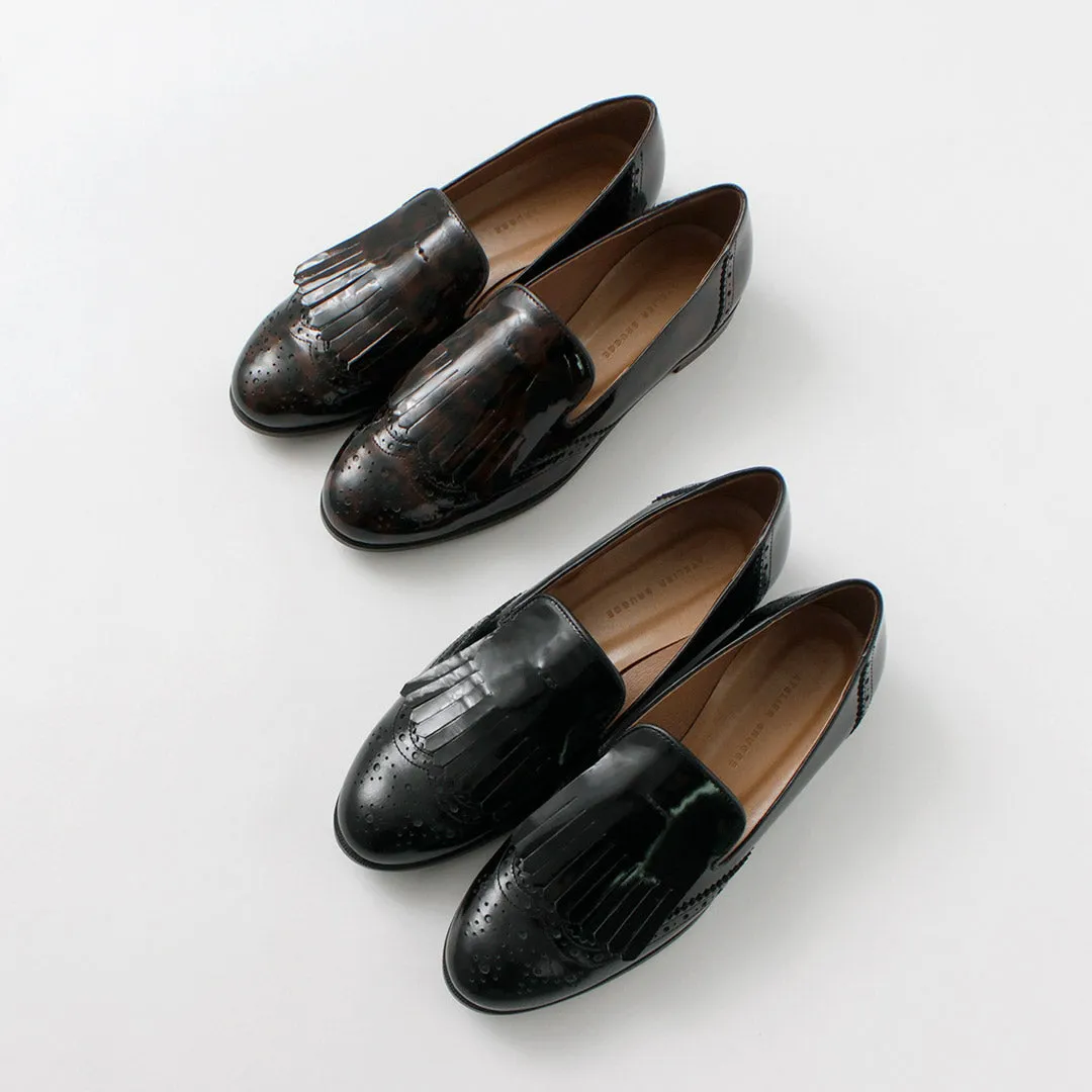 ATELIER BRUGGE（アトリエブルージュ） キルト メダリオン シューズ / レディース ローファー 牛革 本革 レザー 日本製 Quilt Medalion Shoes