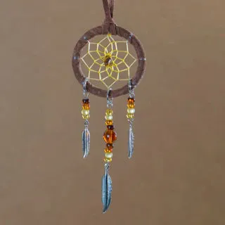 Beaded Dream Catcher with Feather Charms