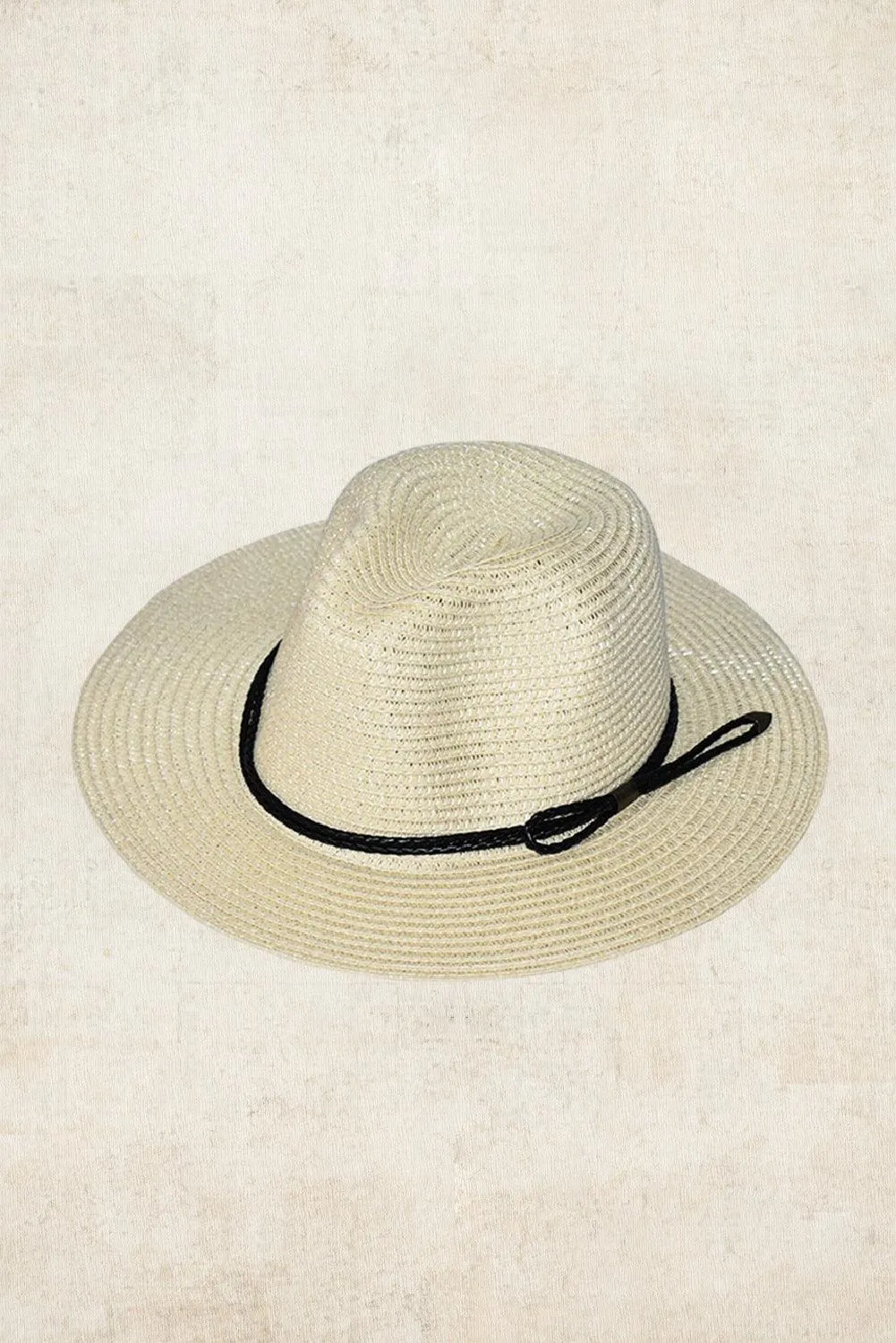 Beige Foldable Flat Brim Straw Hat