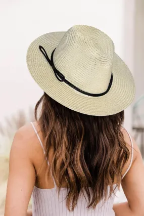 Beige Foldable Flat Brim Straw Hat