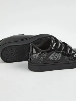 Black Patent Butterfly Light Up Cupsole School Shoes | School | George at ASDA