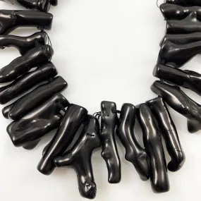 Black Porcelain Stick Beads