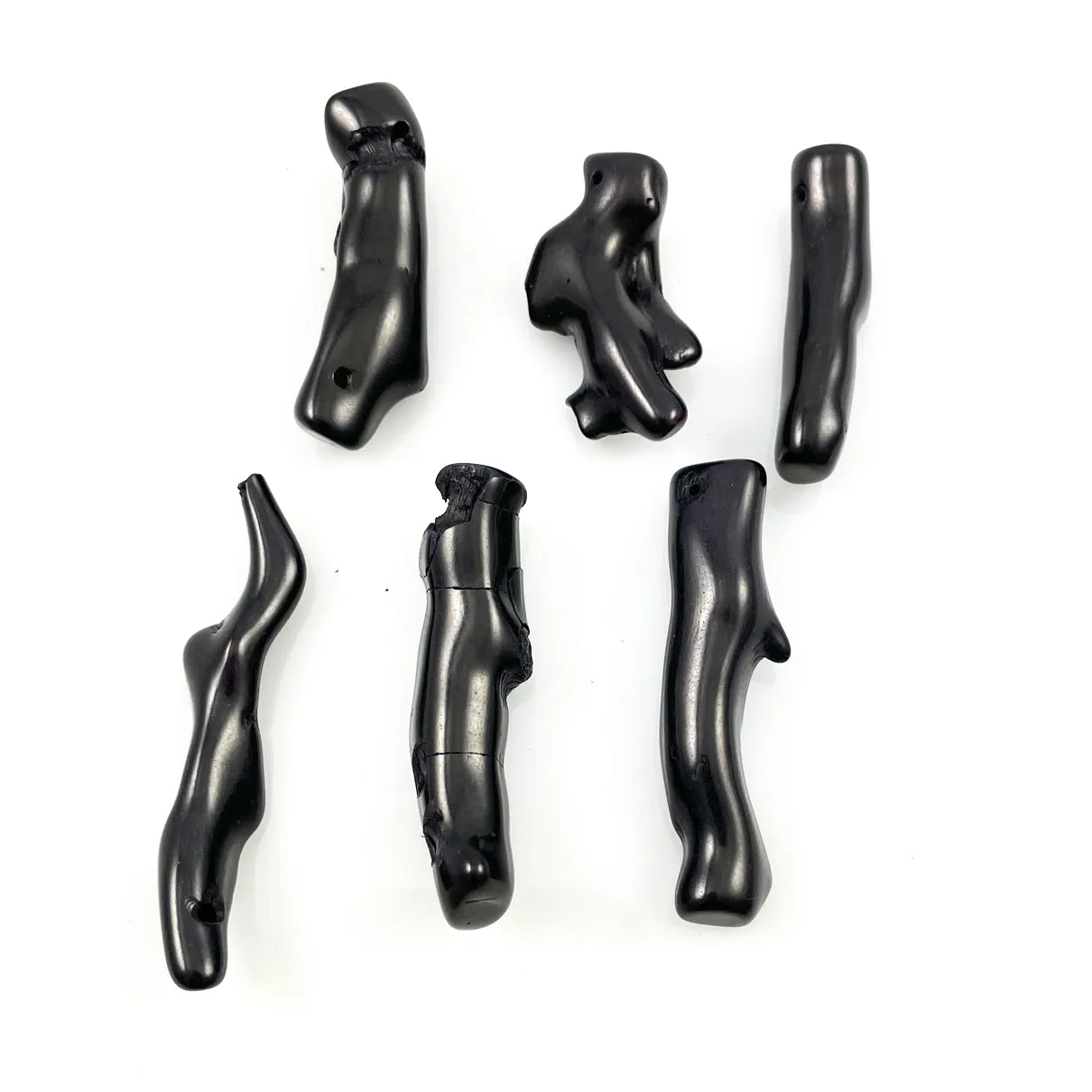 Black Porcelain Stick Beads