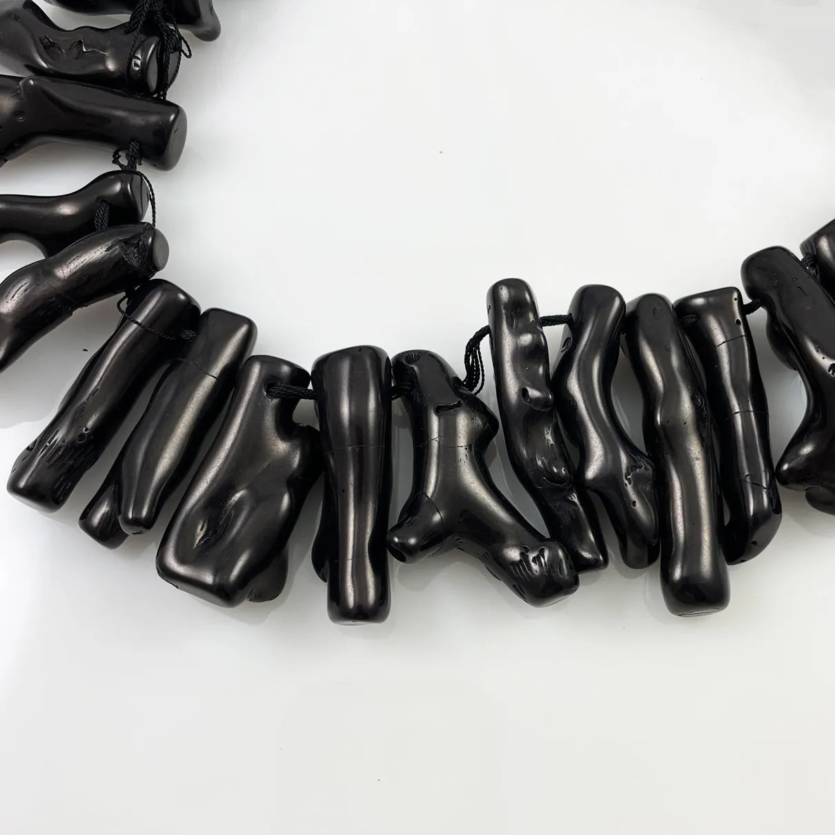 Black Porcelain Stick Beads