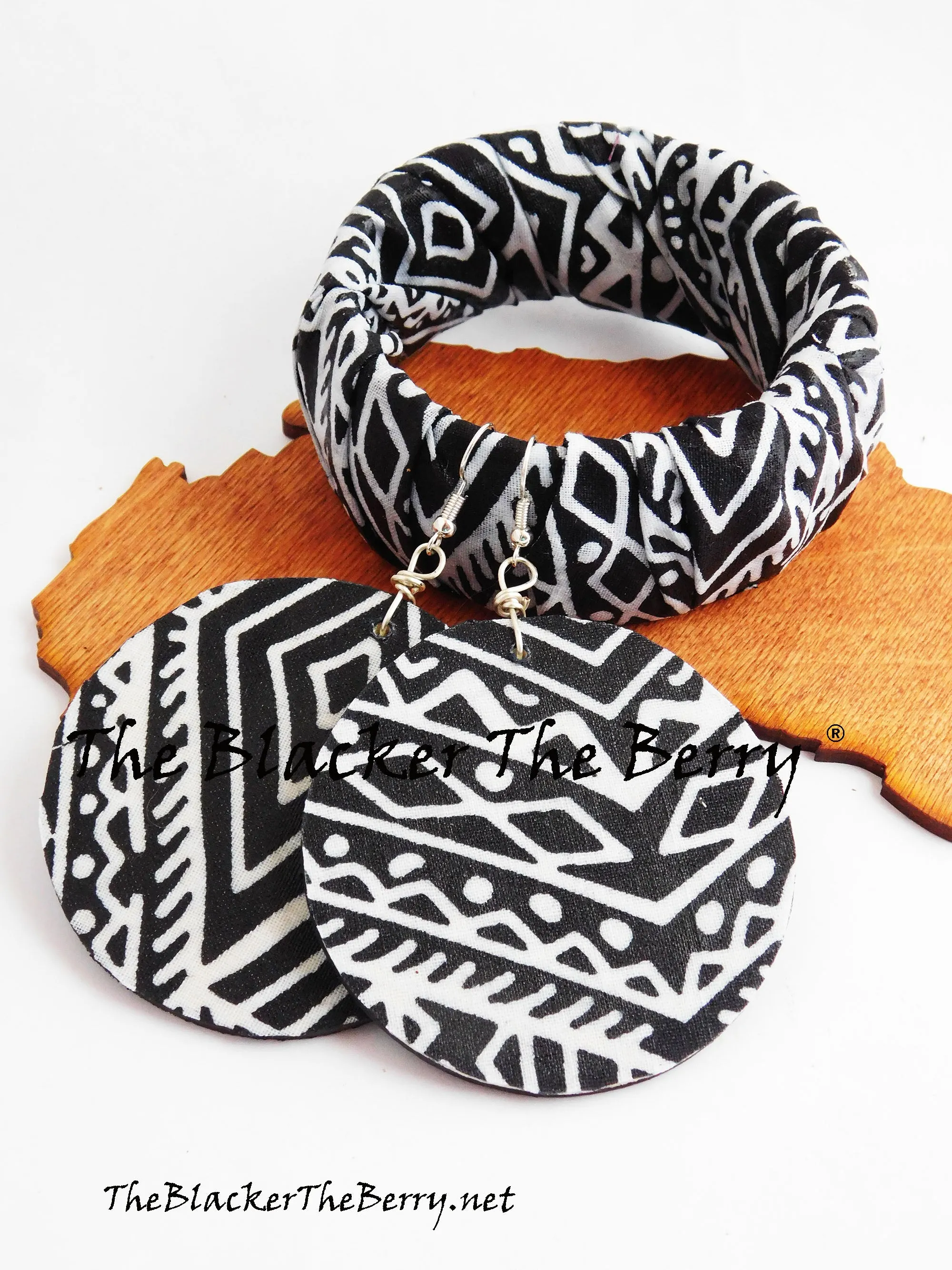 Black White Jewelry Set African Ankara Bracelet Black Women Jewelry Ethnic