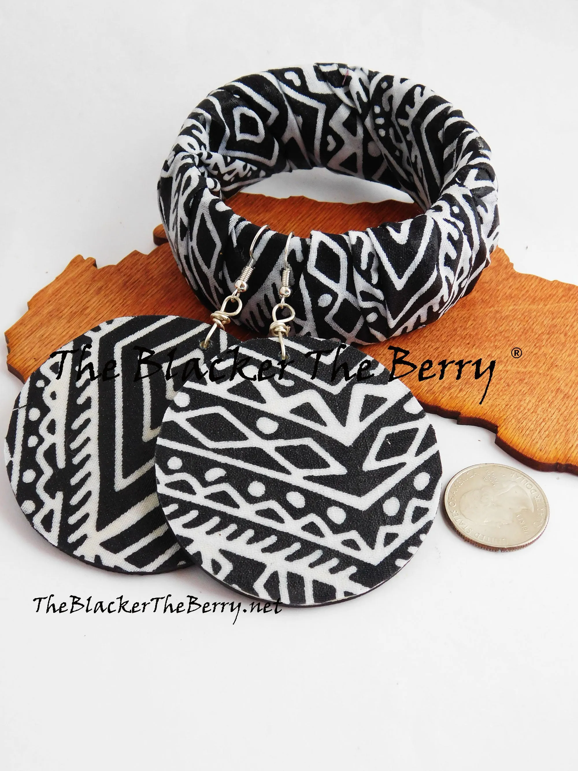 Black White Jewelry Set African Ankara Bracelet Black Women Jewelry Ethnic