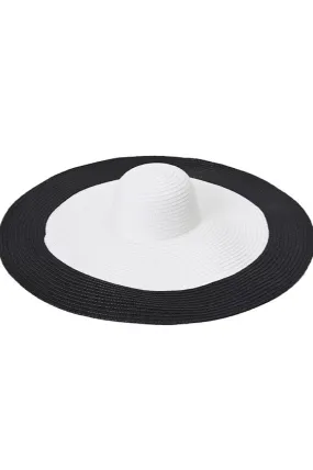 Black White Wide Brim Summer Hat