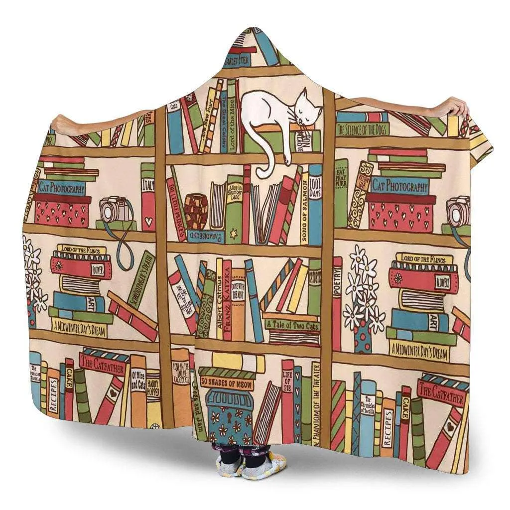 bookshelf hooded blanket