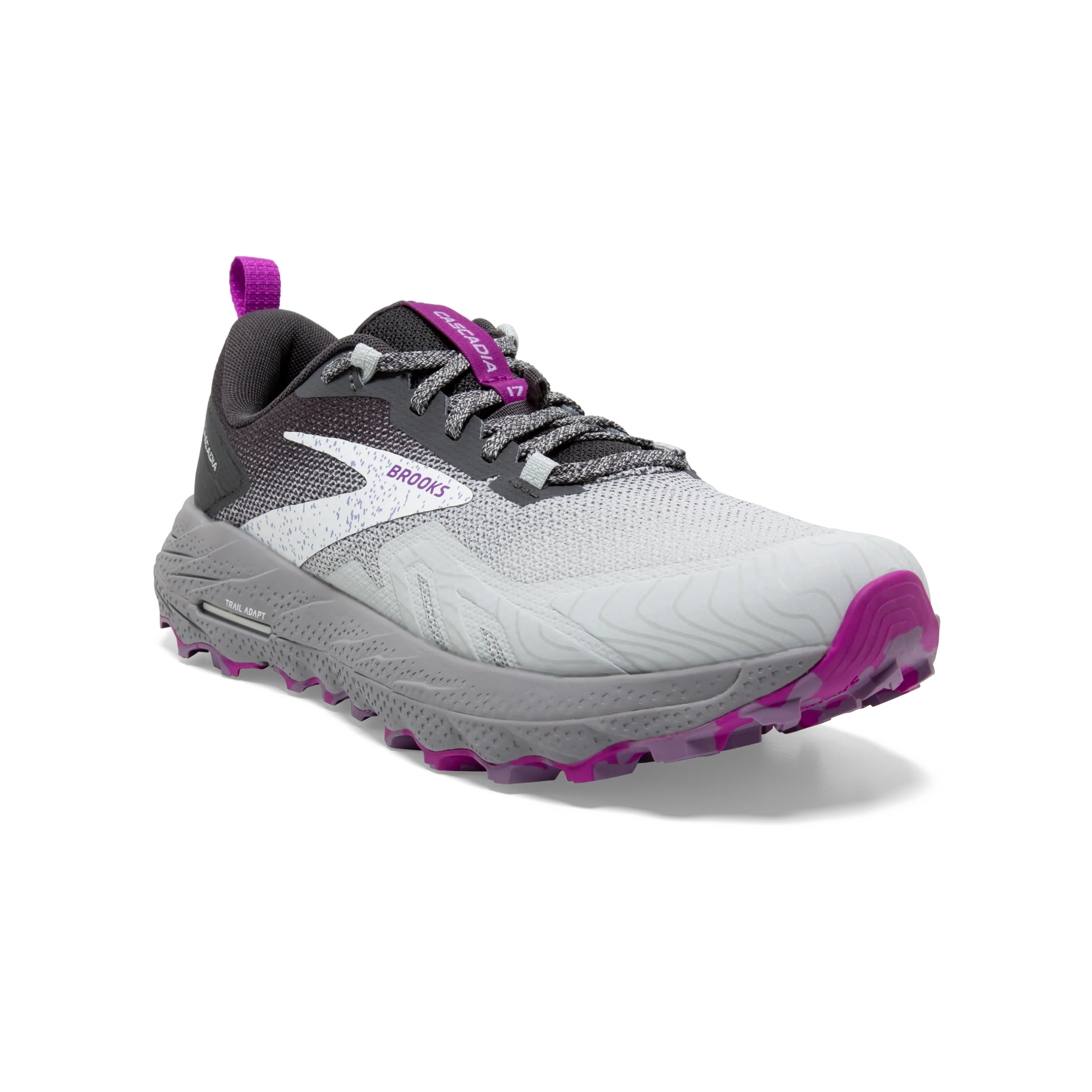 Brooks Cascadia 17 (D Width) - Oyster/Blackened Pearl/Purple (Womens)