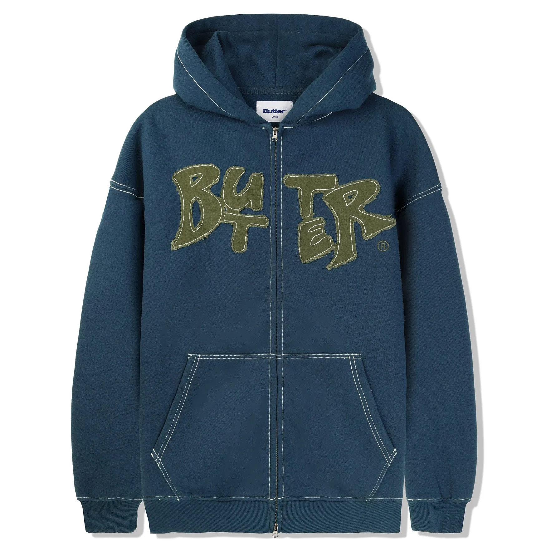 Butter Goods Fabric Applique Zip-Thru Hood Navy