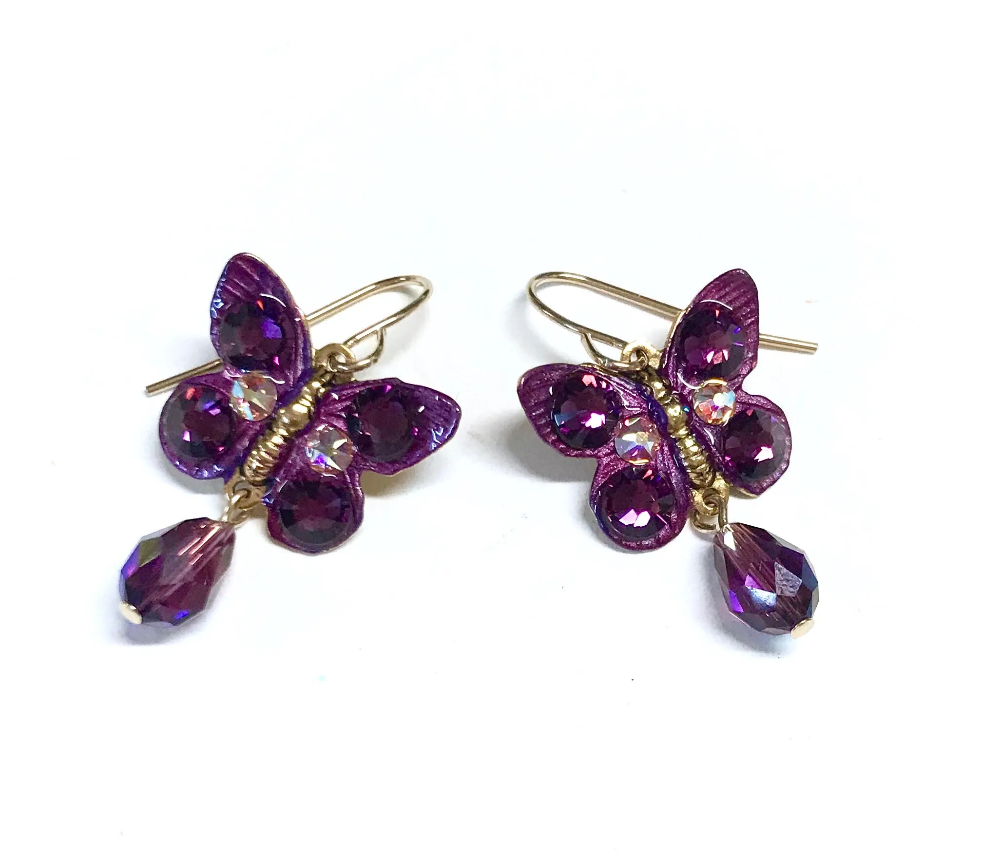 Butterfly Earrings Amethyst Crystal