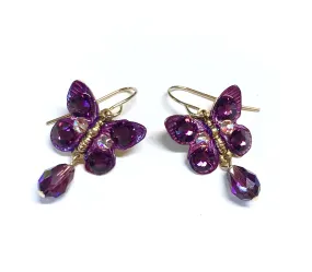 Butterfly Earrings Amethyst Crystal