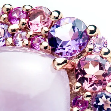 Cabochon Rose de France Amethyst ring by Isabelle Langlois in Rose gold.